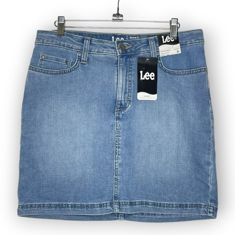 Lee Midrise Denim Skort Regular Fit Cotton Poly Blend NWT New Women’s Size 10